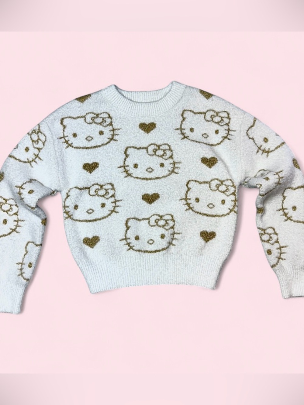Hello Kitty white and gold girl's sweater